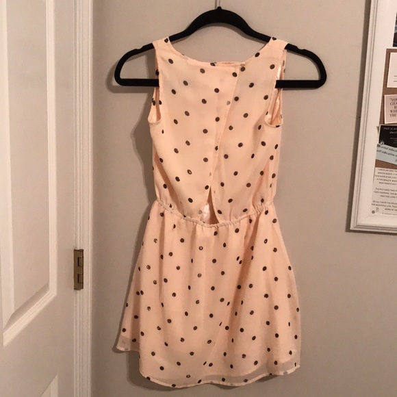 Meet Me In Paris Cute Polka Dot Pink & Black Mini Spring / Summer Cutout Dress - Picture 3 of 3